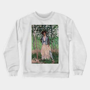 The Stroller (Suzanne Hoschede, later Mrs. Theodore Earl Butler, 1868-1899) by Claude Monet Crewneck Sweatshirt